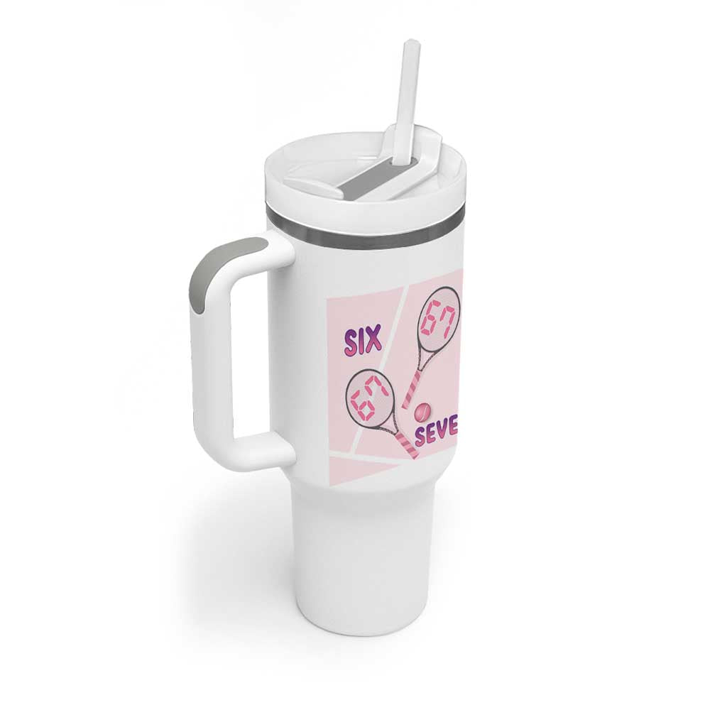 Funny Six Seven Tennis Meme Tumbler With Handle Valentine For Women - Wonder Print Shop