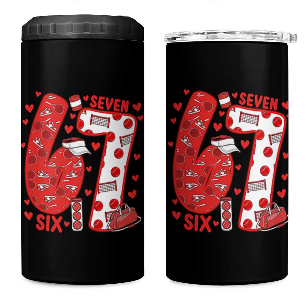 Six Seven Tennis Meme 4 in 1 Can Cooler Tumbler Funny Gen Alpha Valentine - Wonder Print Shop