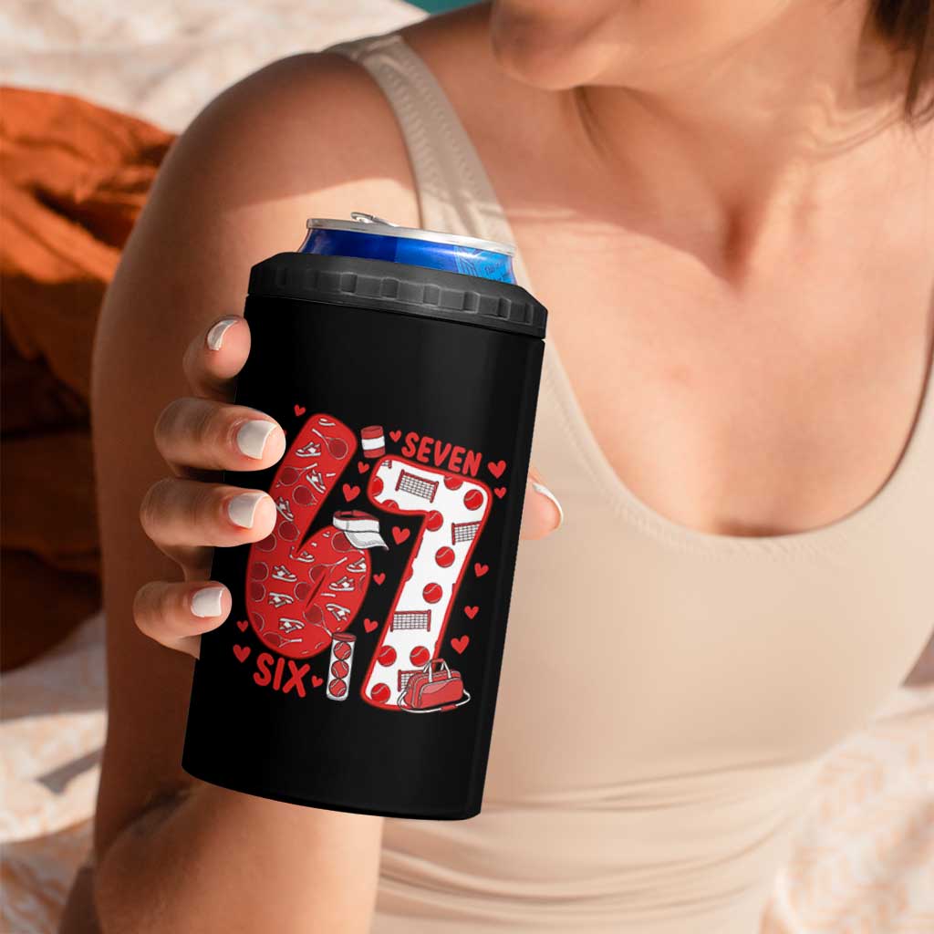 Six Seven Tennis Meme 4 in 1 Can Cooler Tumbler Funny Gen Alpha Valentine - Wonder Print Shop