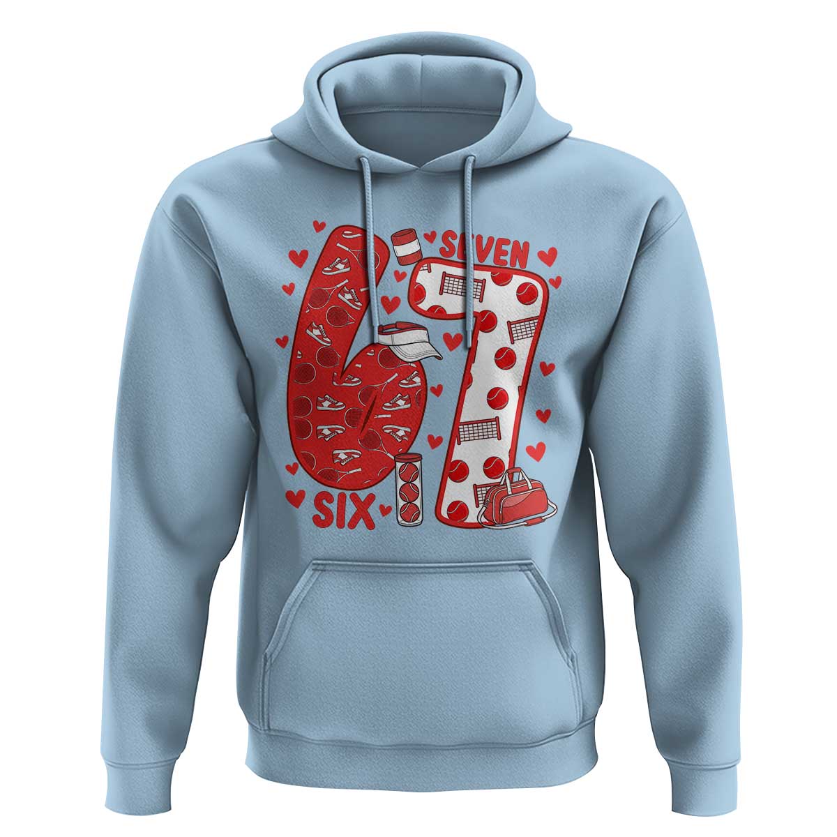 Six Seven Tennis Meme Hoodie Funny Gen Alpha Valentine - Wonder Print Shop