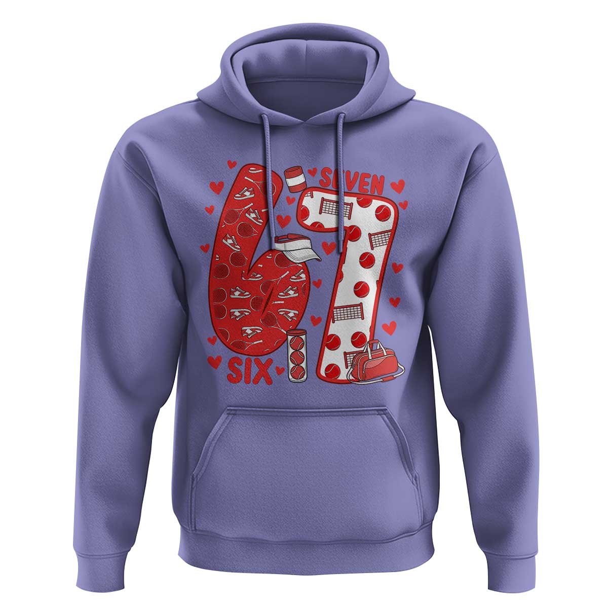 Six Seven Tennis Meme Hoodie Funny Gen Alpha Valentine - Wonder Print Shop