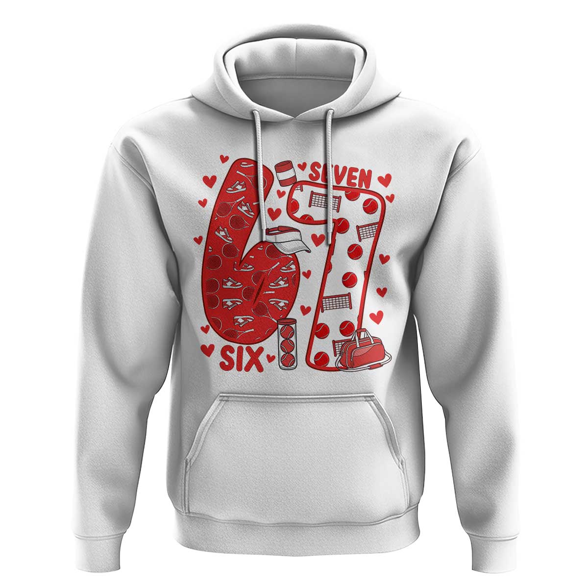 Six Seven Tennis Meme Hoodie Funny Gen Alpha Valentine - Wonder Print Shop