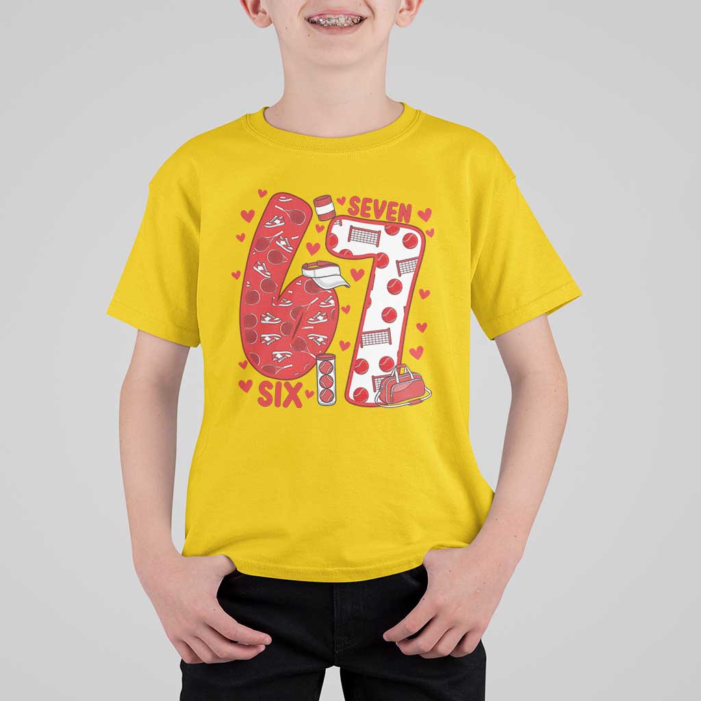 Six Seven Tennis Meme T Shirt For Kid Funny Gen Alpha Valentine - Wonder Print Shop