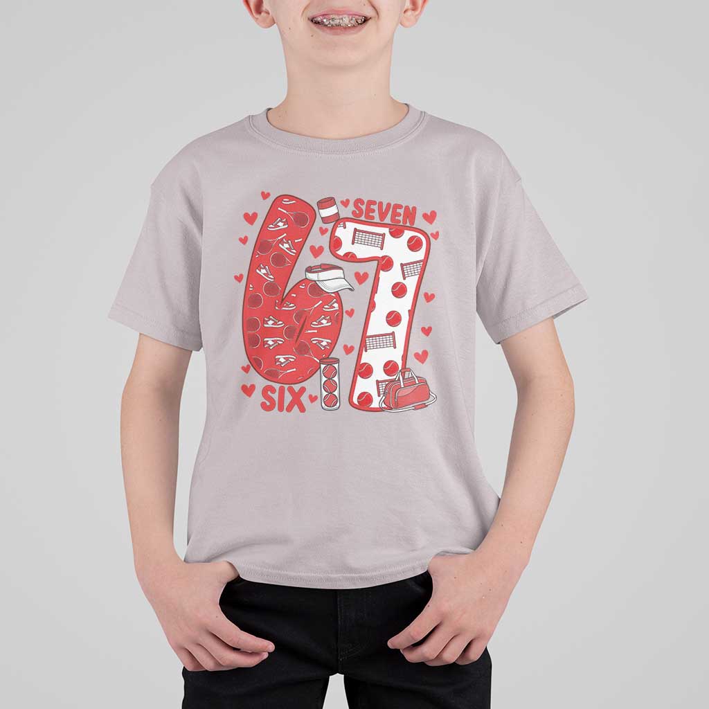 Six Seven Tennis Meme T Shirt For Kid Funny Gen Alpha Valentine - Wonder Print Shop