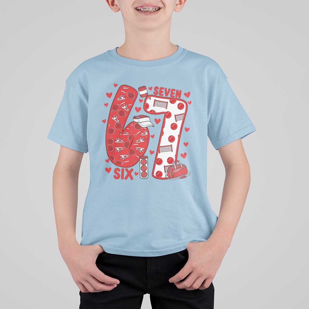 Six Seven Tennis Meme T Shirt For Kid Funny Gen Alpha Valentine - Wonder Print Shop