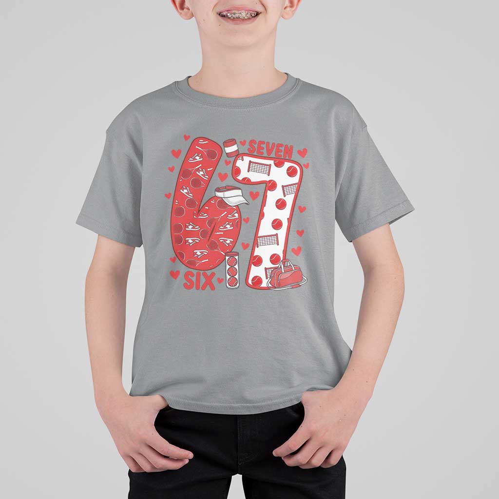 Six Seven Tennis Meme T Shirt For Kid Funny Gen Alpha Valentine - Wonder Print Shop