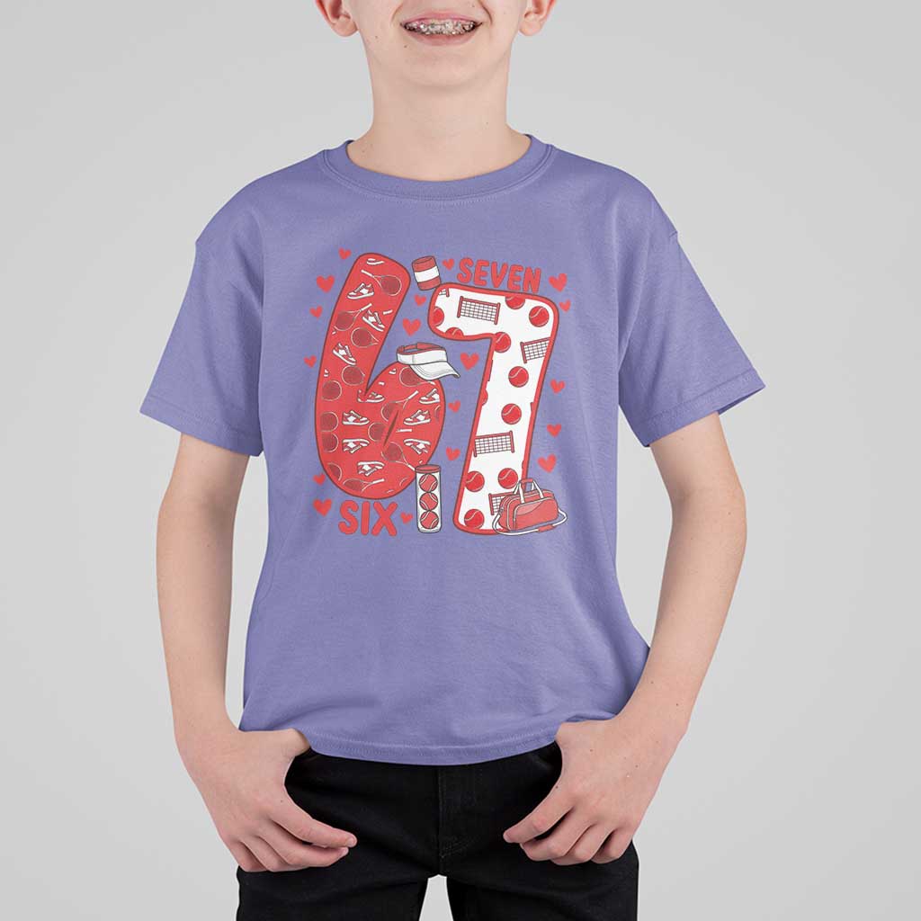 Six Seven Tennis Meme T Shirt For Kid Funny Gen Alpha Valentine - Wonder Print Shop
