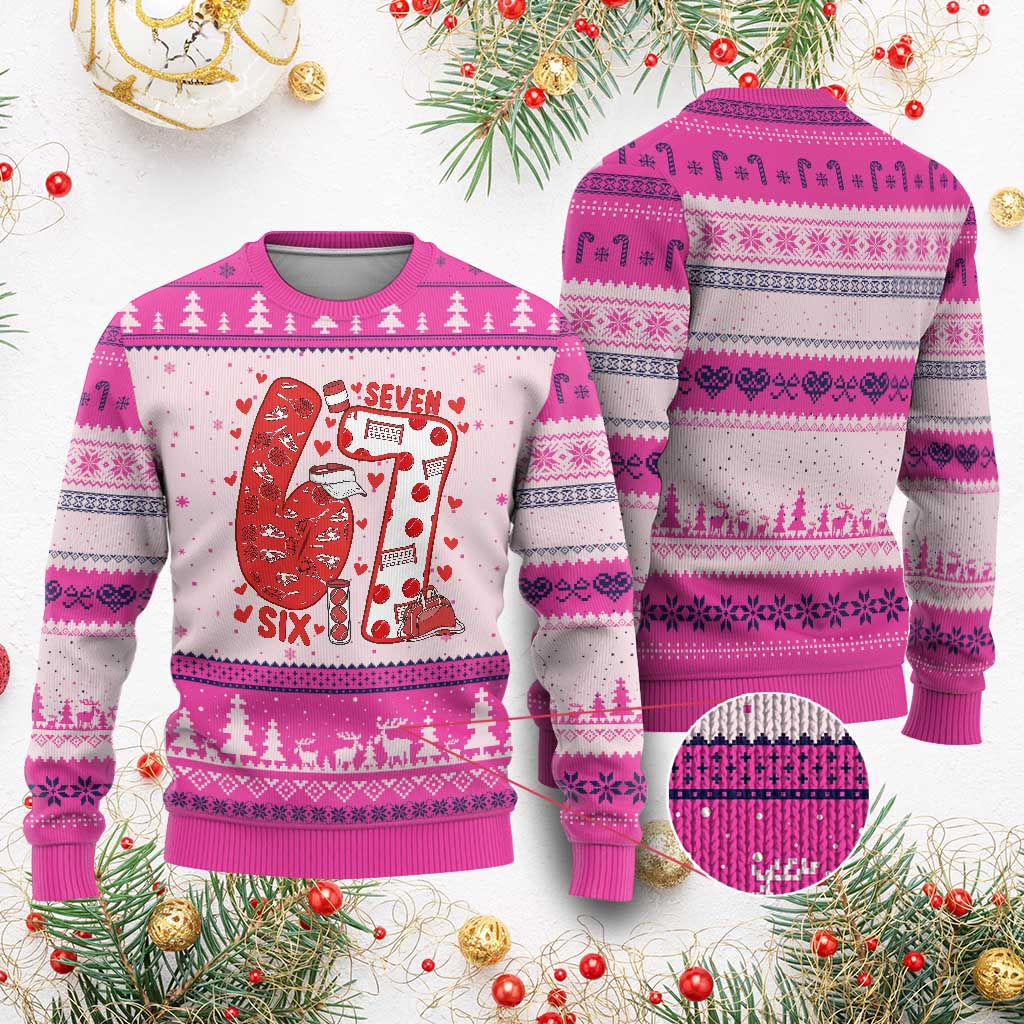 Six Seven Tennis Meme Ugly Christmas Sweater Funny Gen Alpha Valentine - Wonder Print Shop