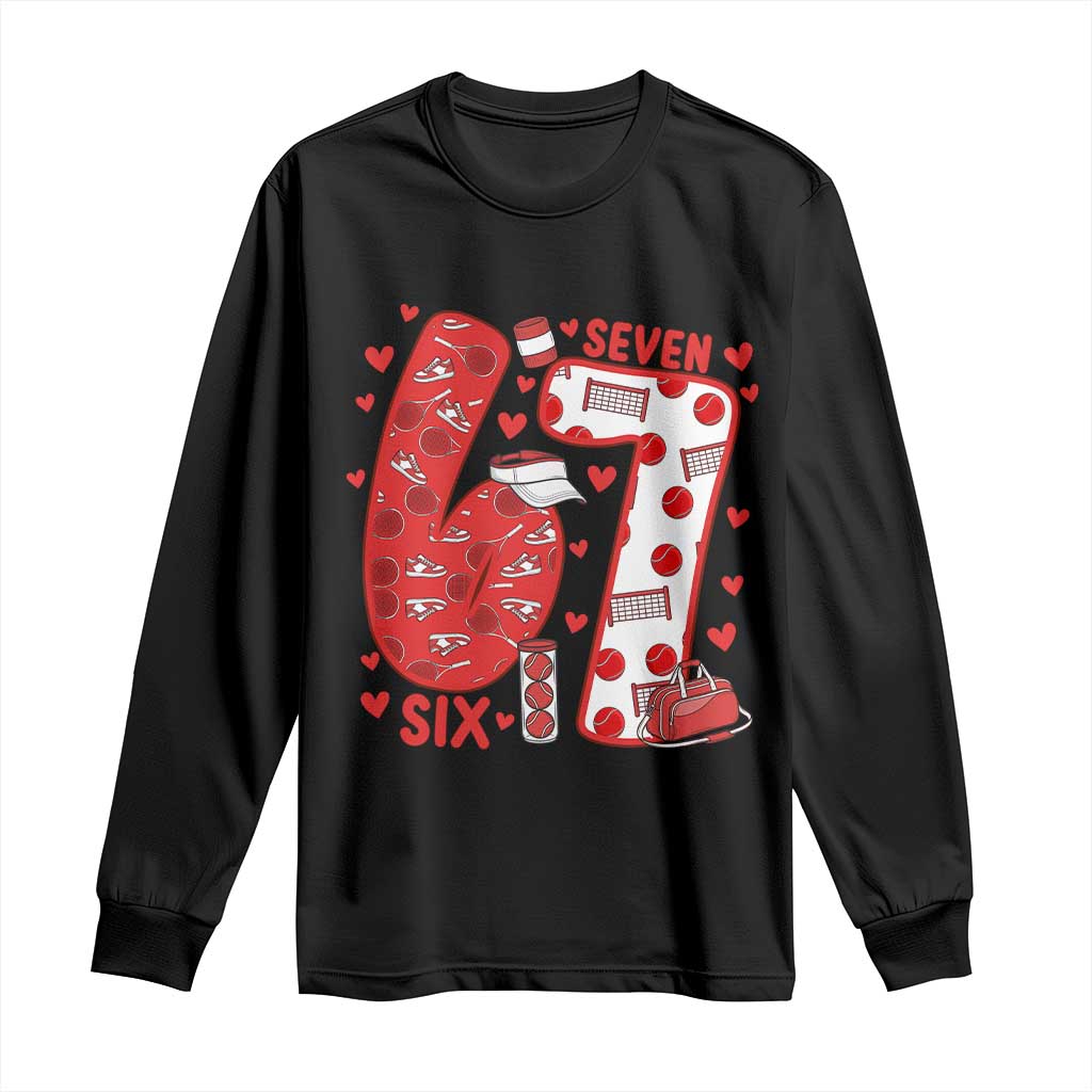 Six Seven Tennis Meme Long Sleeve Shirt Funny Gen Alpha Valentine - Wonder Print Shop