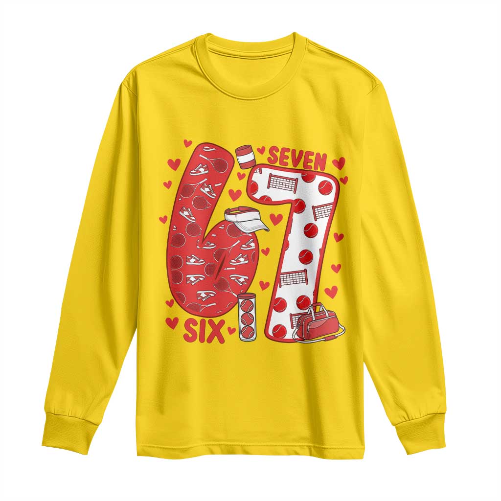 Six Seven Tennis Meme Long Sleeve Shirt Funny Gen Alpha Valentine - Wonder Print Shop