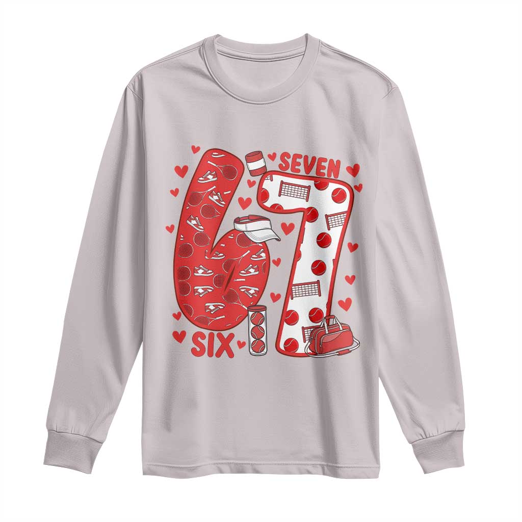 Six Seven Tennis Meme Long Sleeve Shirt Funny Gen Alpha Valentine - Wonder Print Shop