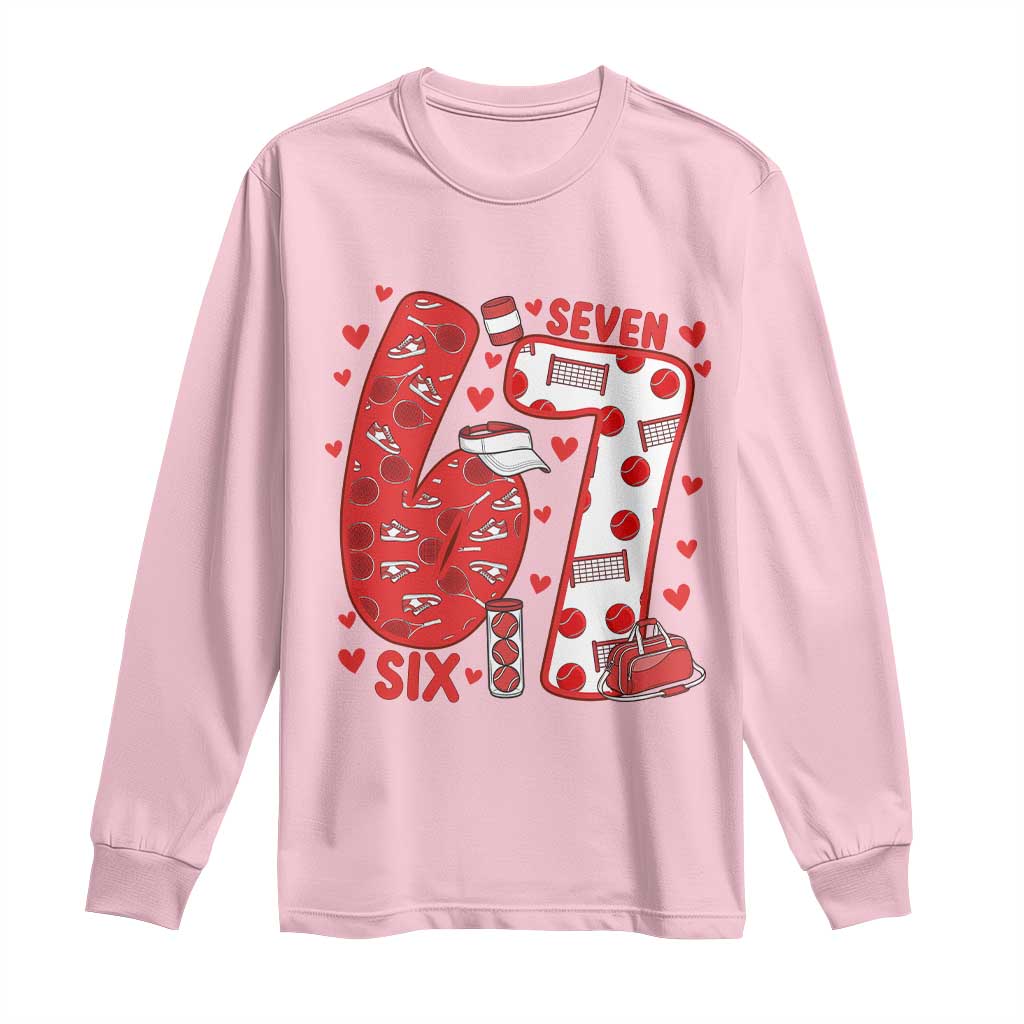 Six Seven Tennis Meme Long Sleeve Shirt Funny Gen Alpha Valentine - Wonder Print Shop