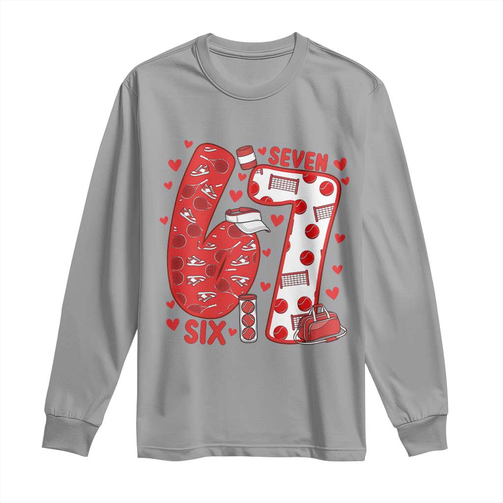 Six Seven Tennis Meme Long Sleeve Shirt Funny Gen Alpha Valentine - Wonder Print Shop