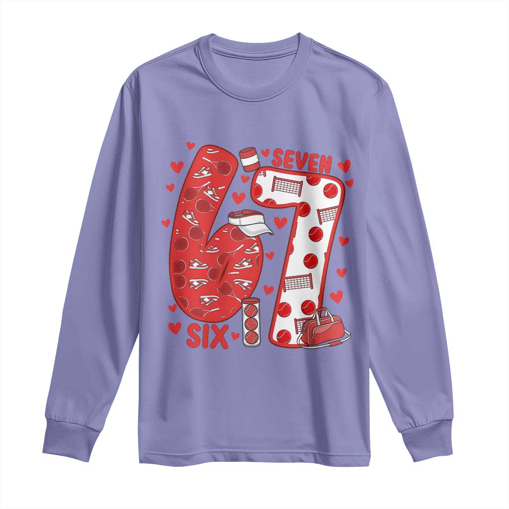 Six Seven Tennis Meme Long Sleeve Shirt Funny Gen Alpha Valentine - Wonder Print Shop