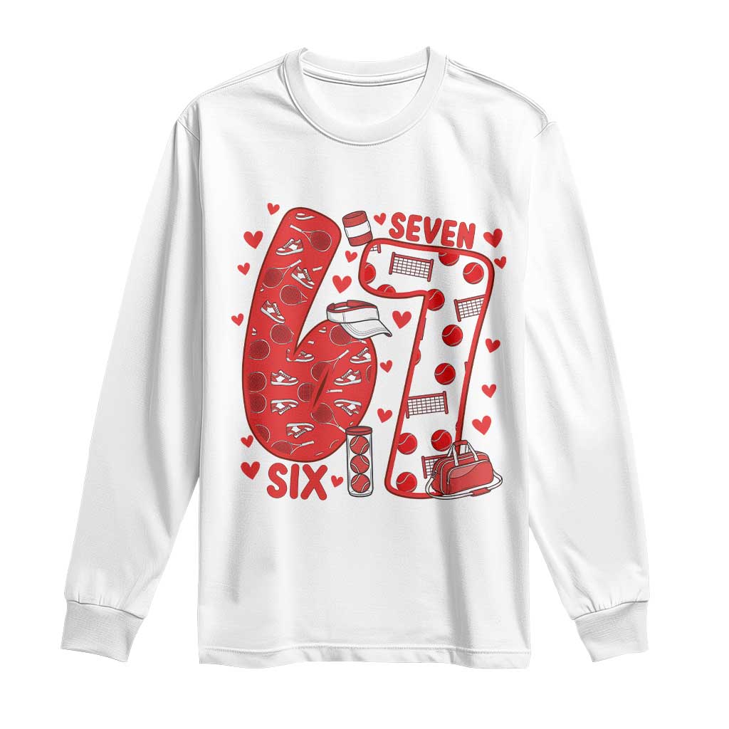 Six Seven Tennis Meme Long Sleeve Shirt Funny Gen Alpha Valentine - Wonder Print Shop