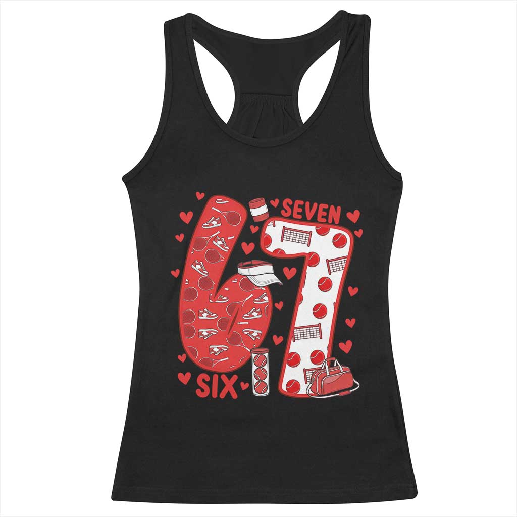 Six Seven Tennis Meme Racerback Tank Top Funny Gen Alpha Valentine - Wonder Print Shop