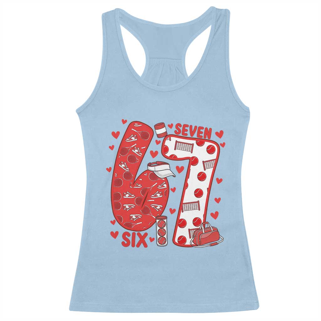 Six Seven Tennis Meme Racerback Tank Top Funny Gen Alpha Valentine - Wonder Print Shop