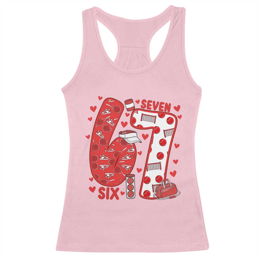 Six Seven Tennis Meme Racerback Tank Top Funny Gen Alpha Valentine - Wonder Print Shop