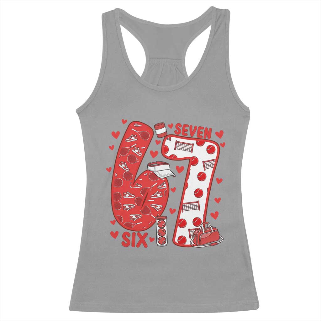 Six Seven Tennis Meme Racerback Tank Top Funny Gen Alpha Valentine - Wonder Print Shop
