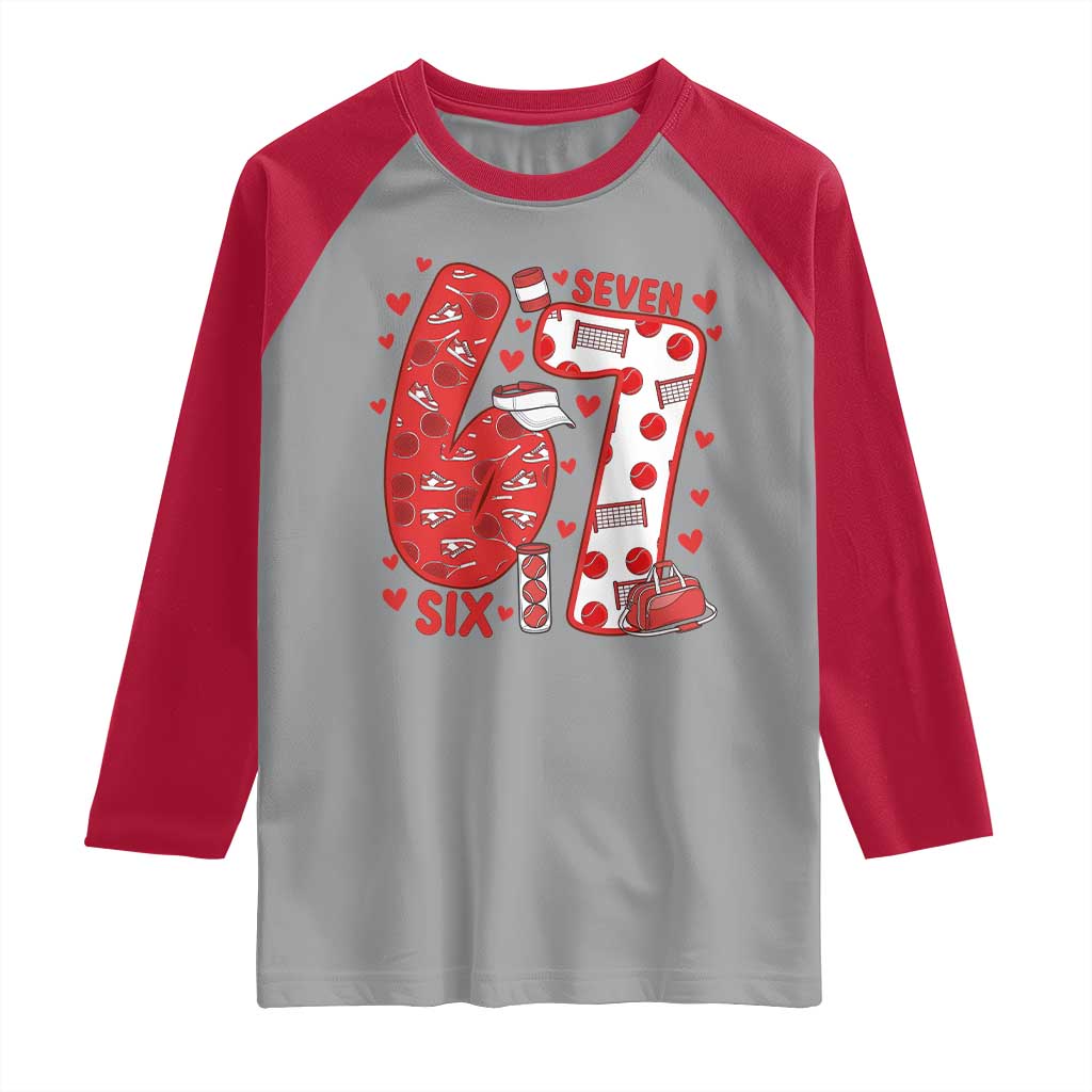 Six Seven Tennis Meme Raglan Shirt Funny Gen Alpha Valentine - Wonder Print Shop