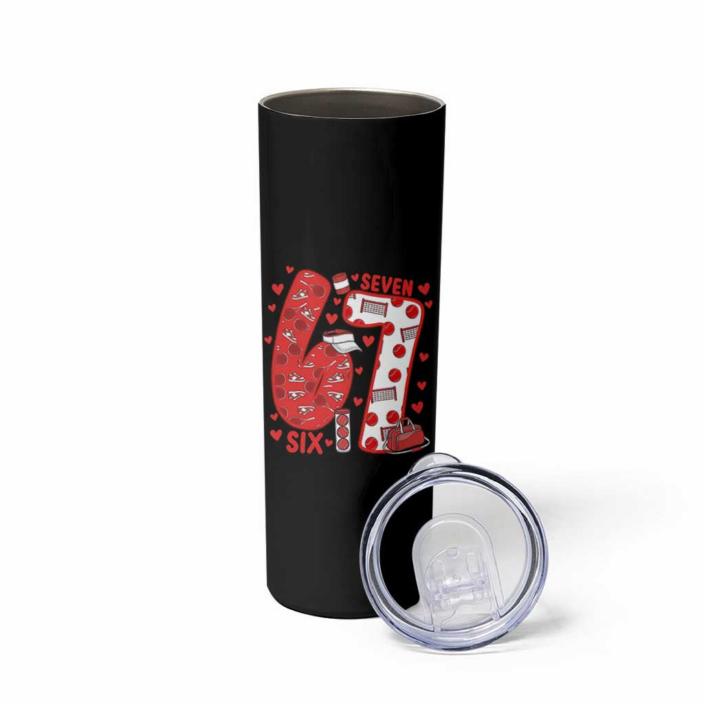 Six Seven Tennis Meme Skinny Tumbler Funny Gen Alpha Valentine - Wonder Print Shop