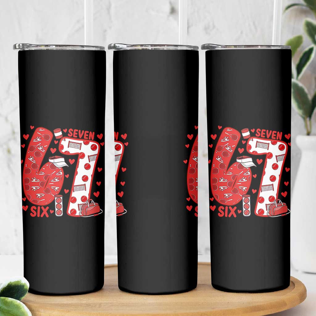 Six Seven Tennis Meme Skinny Tumbler Funny Gen Alpha Valentine - Wonder Print Shop