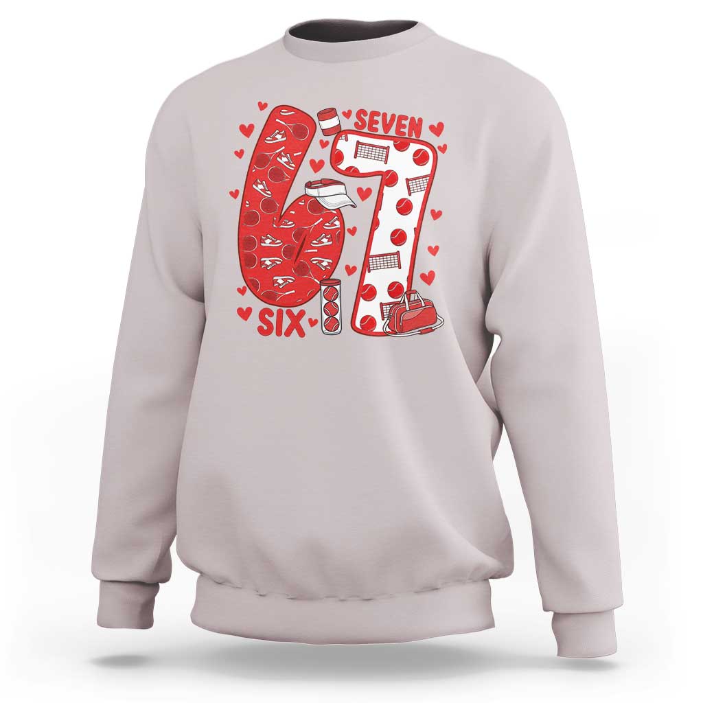 Six Seven Tennis Meme Sweatshirt Funny Gen Alpha Valentine - Wonder Print Shop