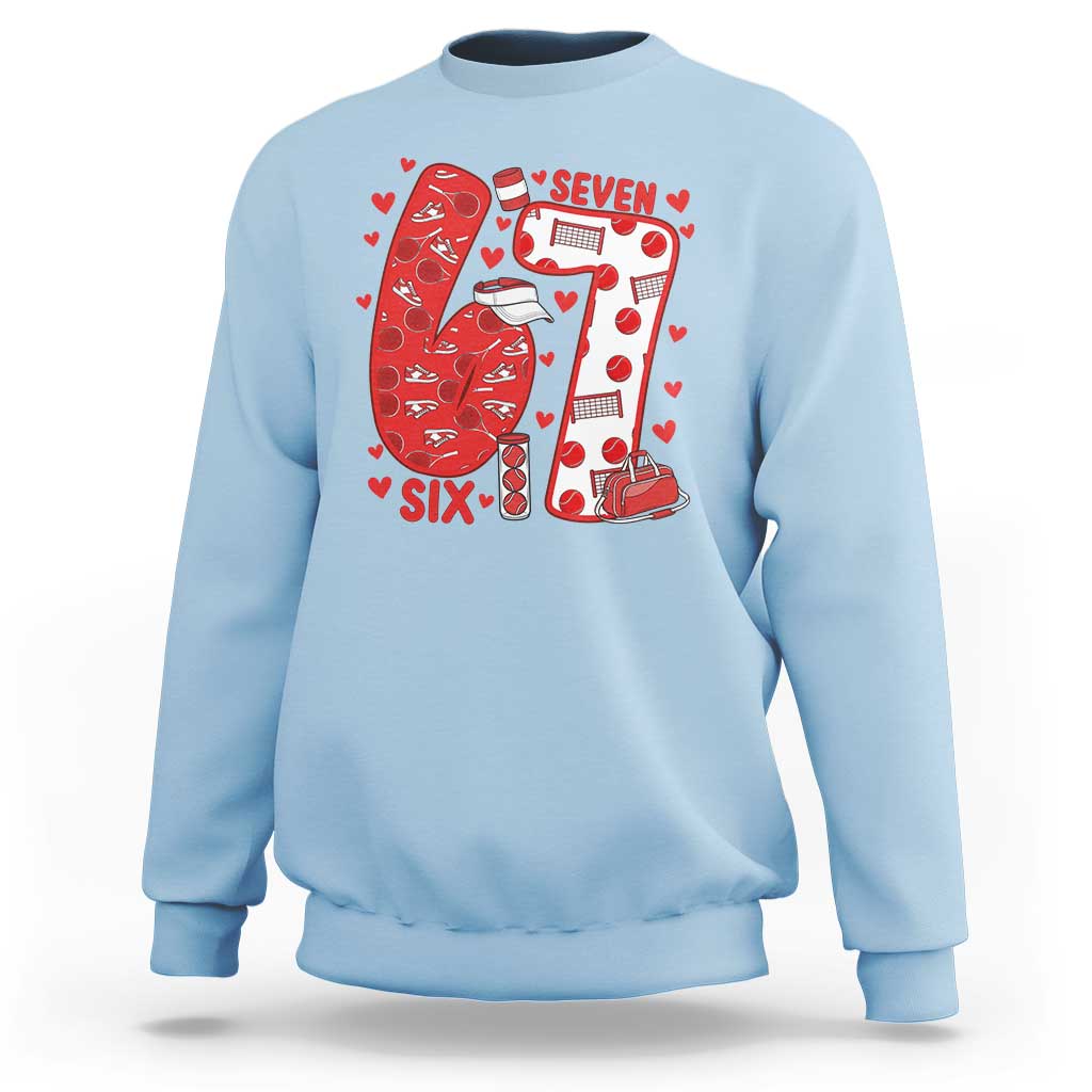 Six Seven Tennis Meme Sweatshirt Funny Gen Alpha Valentine - Wonder Print Shop