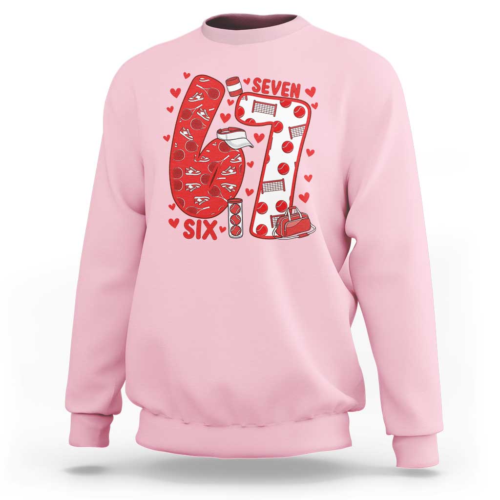 Six Seven Tennis Meme Sweatshirt Funny Gen Alpha Valentine - Wonder Print Shop