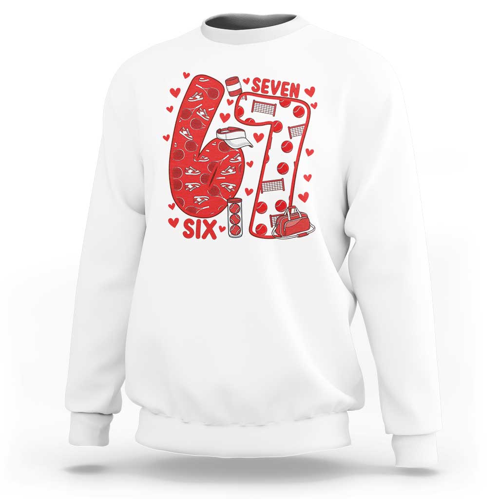 Six Seven Tennis Meme Sweatshirt Funny Gen Alpha Valentine - Wonder Print Shop