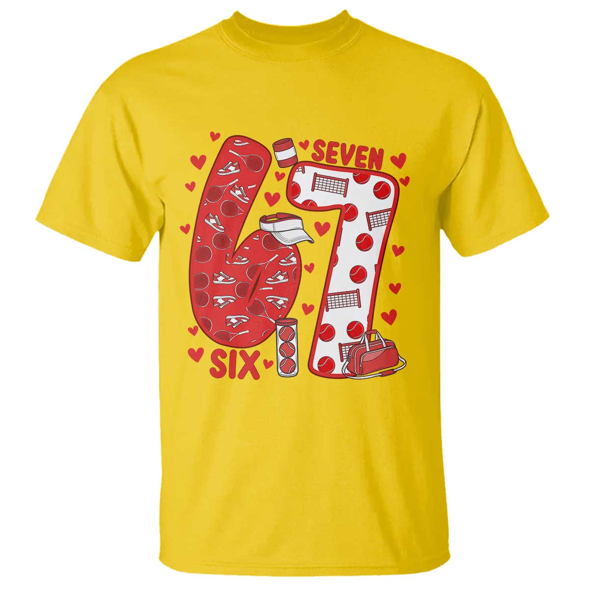 Six Seven Tennis Meme T Shirt Funny Gen Alpha Valentine - Wonder Print Shop