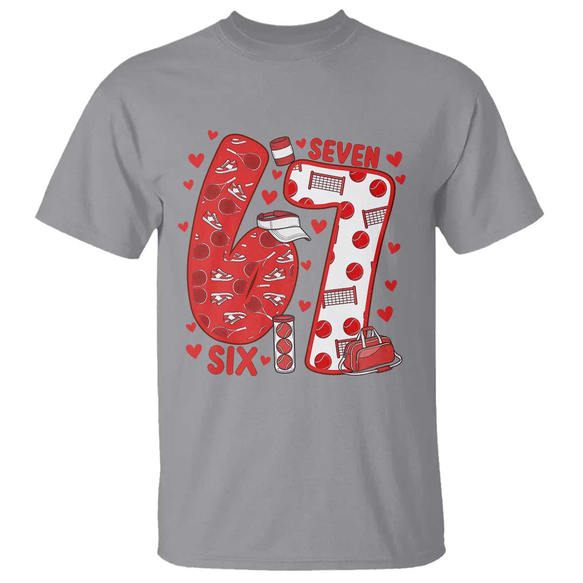 Six Seven Tennis Meme T Shirt Funny Gen Alpha Valentine - Wonder Print Shop