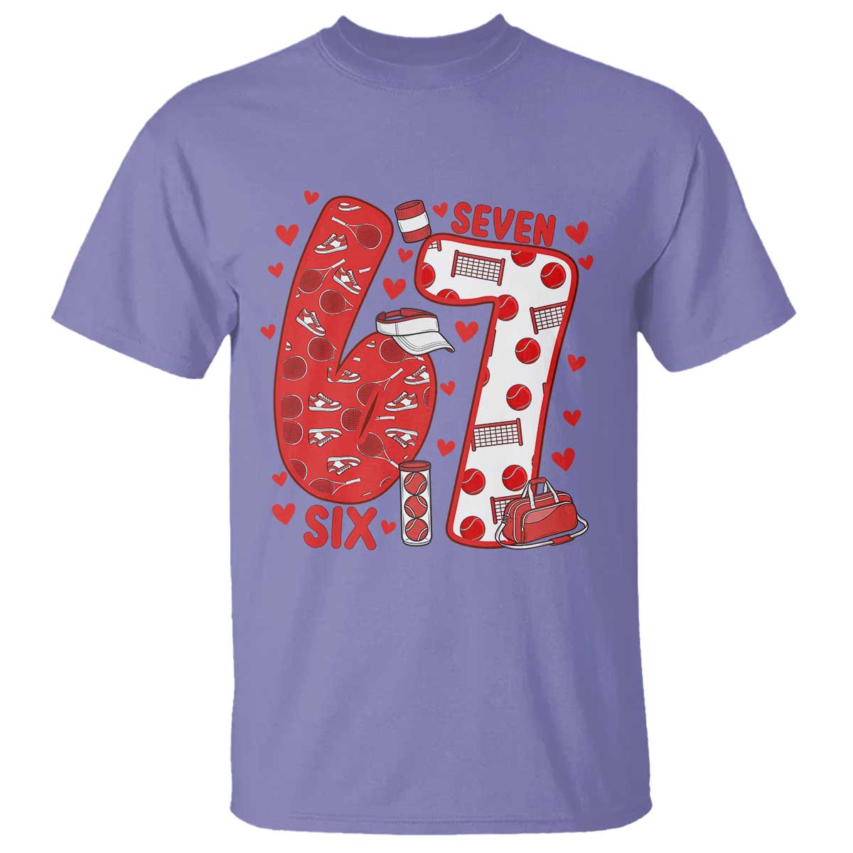 Six Seven Tennis Meme T Shirt Funny Gen Alpha Valentine - Wonder Print Shop