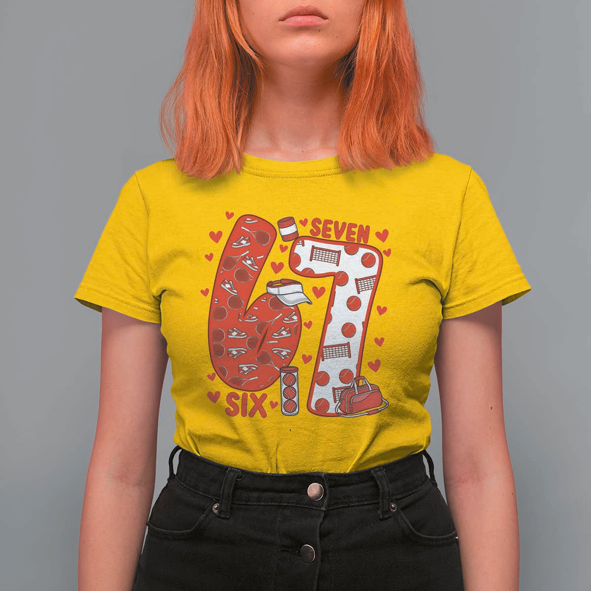 Six Seven Tennis Meme T Shirt For Women Funny Gen Alpha Valentine - Wonder Print Shop