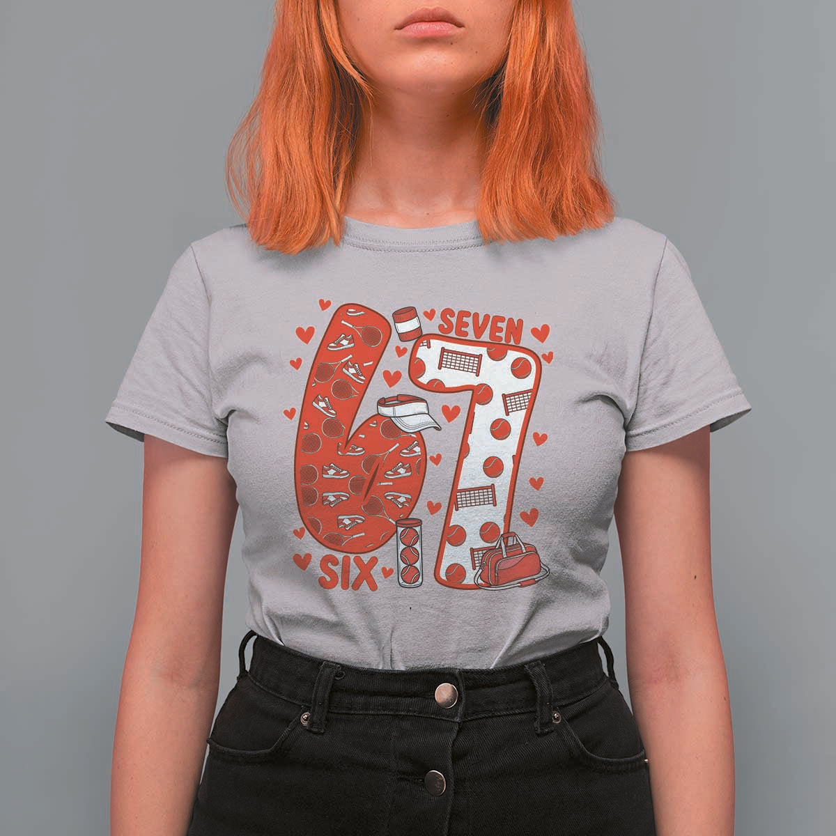 Six Seven Tennis Meme T Shirt For Women Funny Gen Alpha Valentine - Wonder Print Shop