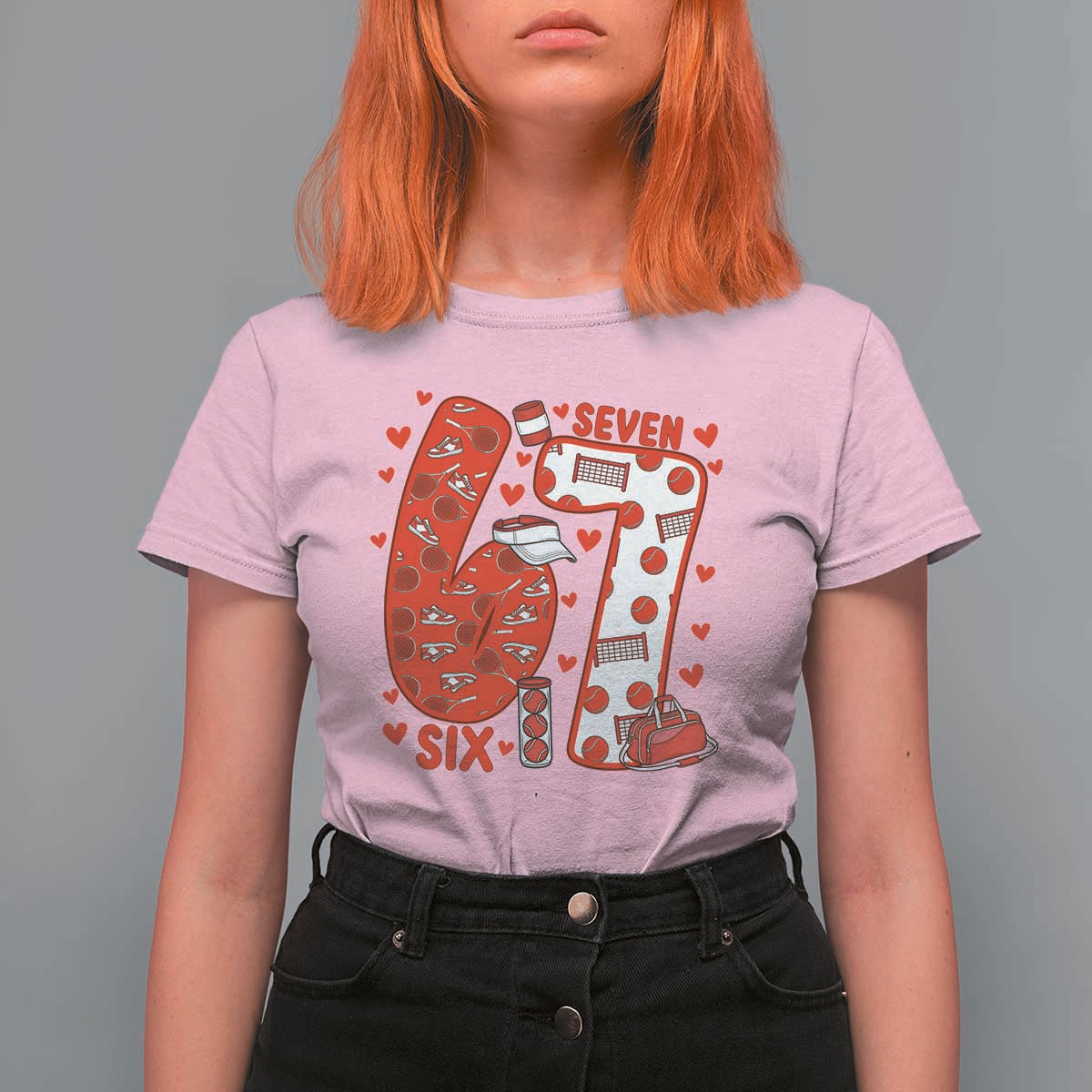 Six Seven Tennis Meme T Shirt For Women Funny Gen Alpha Valentine - Wonder Print Shop