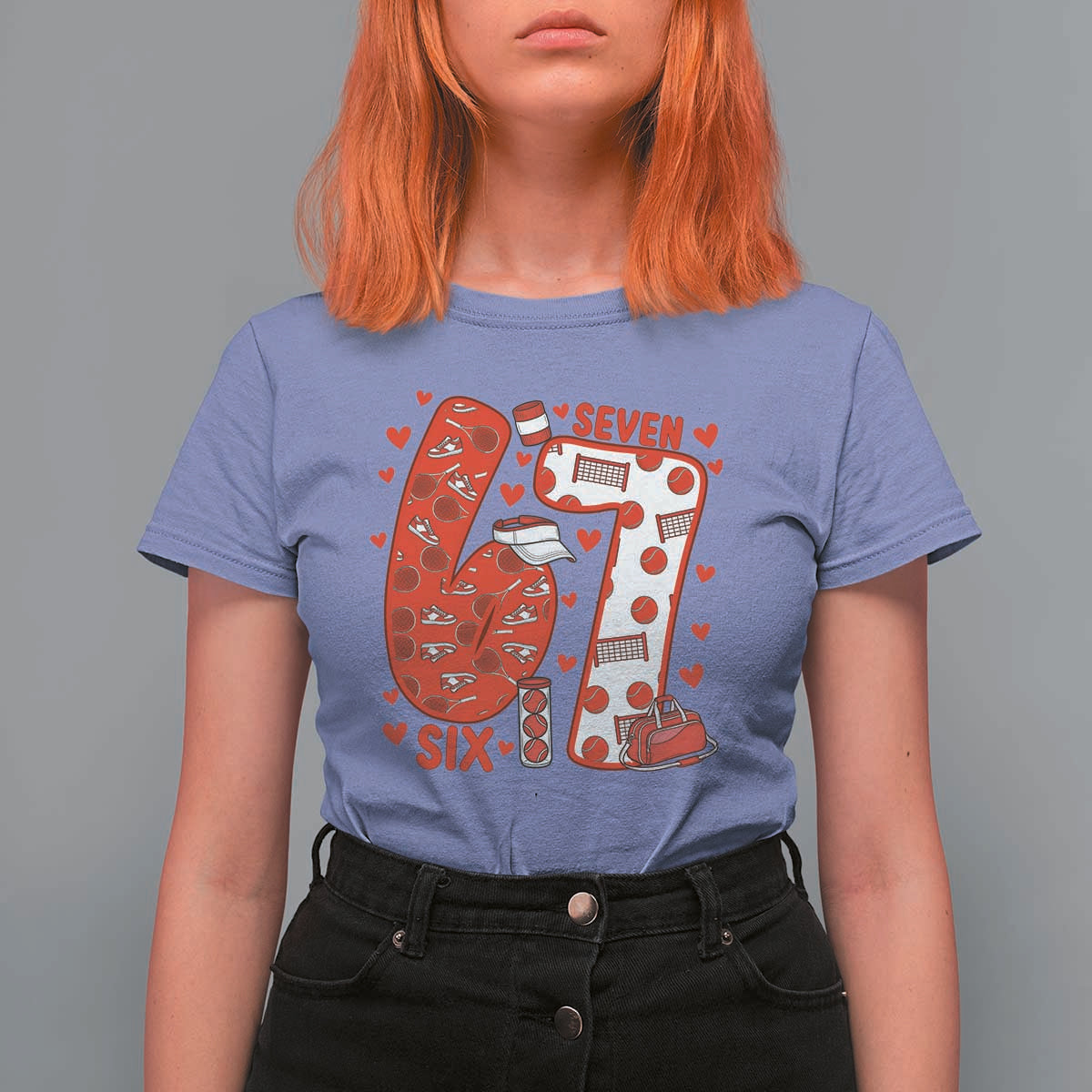 Six Seven Tennis Meme T Shirt For Women Funny Gen Alpha Valentine - Wonder Print Shop