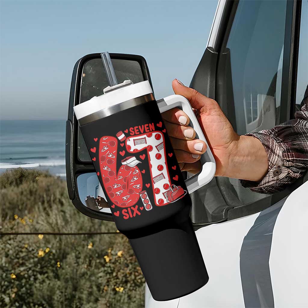 Six Seven Tennis Meme Tumbler With Handle Funny Gen Alpha Valentine - Wonder Print Shop