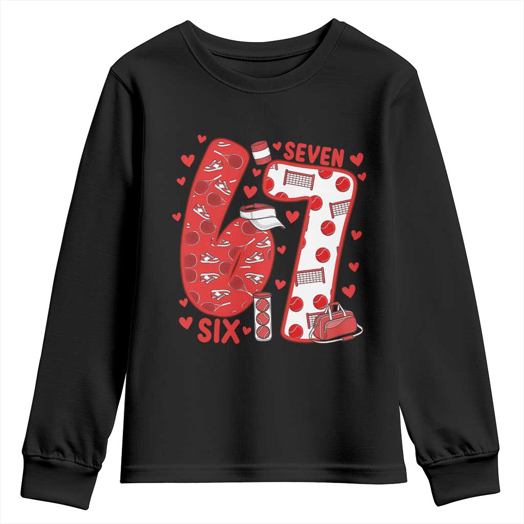 Six Seven Tennis Meme Youth Sweatshirt Funny Gen Alpha Valentine - Wonder Print Shop