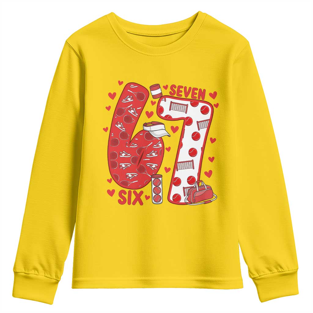 Six Seven Tennis Meme Youth Sweatshirt Funny Gen Alpha Valentine - Wonder Print Shop