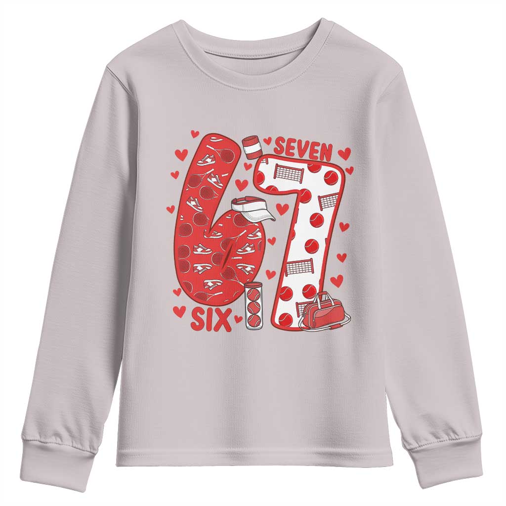 Six Seven Tennis Meme Youth Sweatshirt Funny Gen Alpha Valentine - Wonder Print Shop