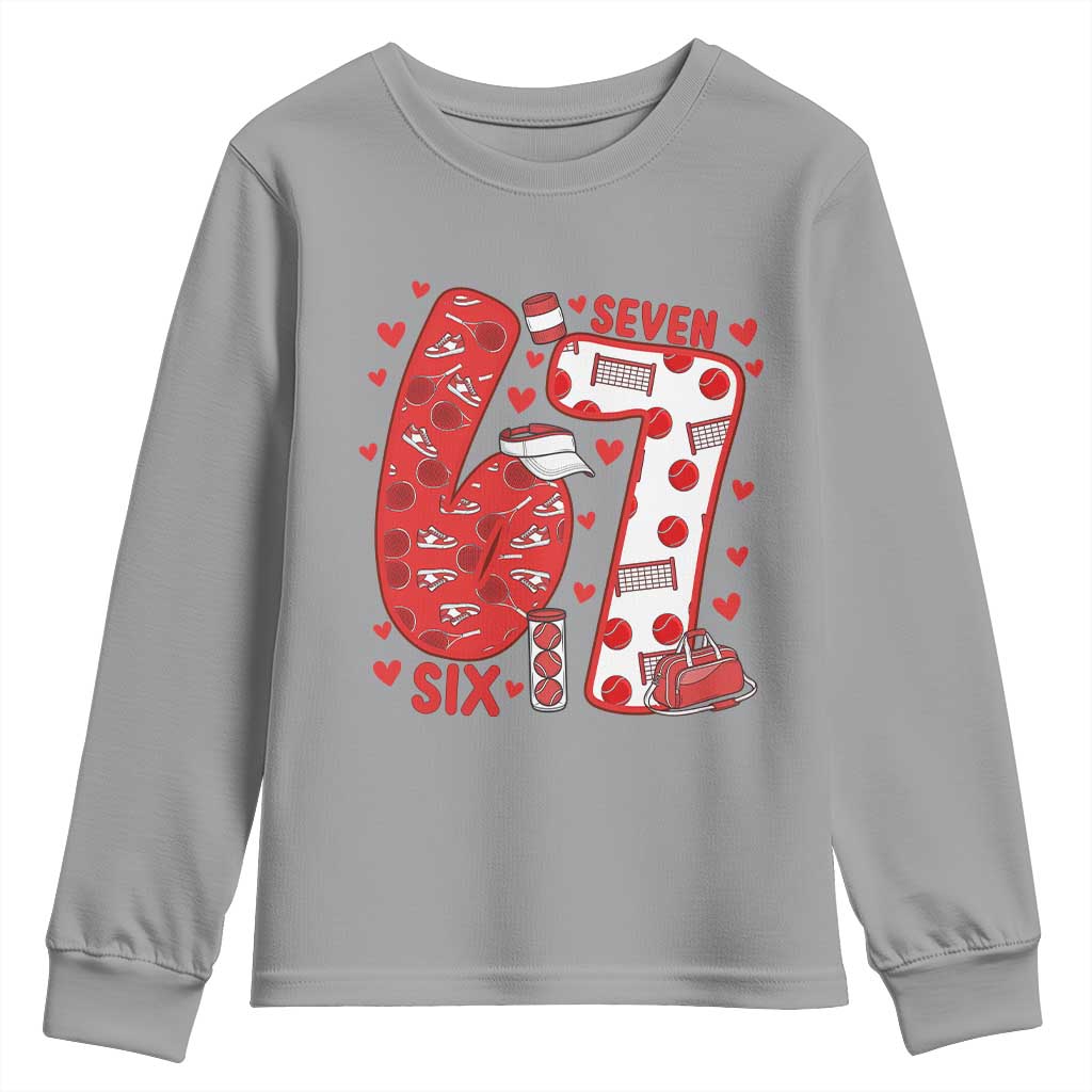 Six Seven Tennis Meme Youth Sweatshirt Funny Gen Alpha Valentine - Wonder Print Shop