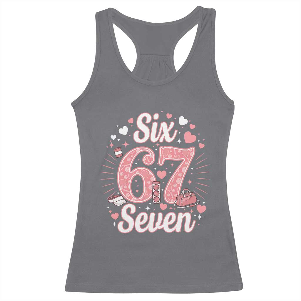 Funny Six Seven Tennis Meme Racerback Tank Top Gen Z Valentine - Wonder Print Shop