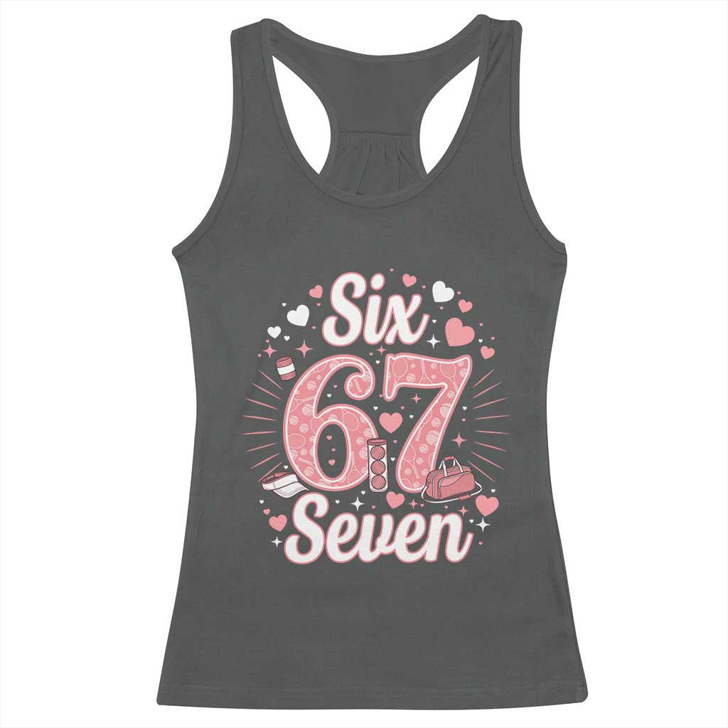 Funny Six Seven Tennis Meme Racerback Tank Top Gen Z Valentine - Wonder Print Shop
