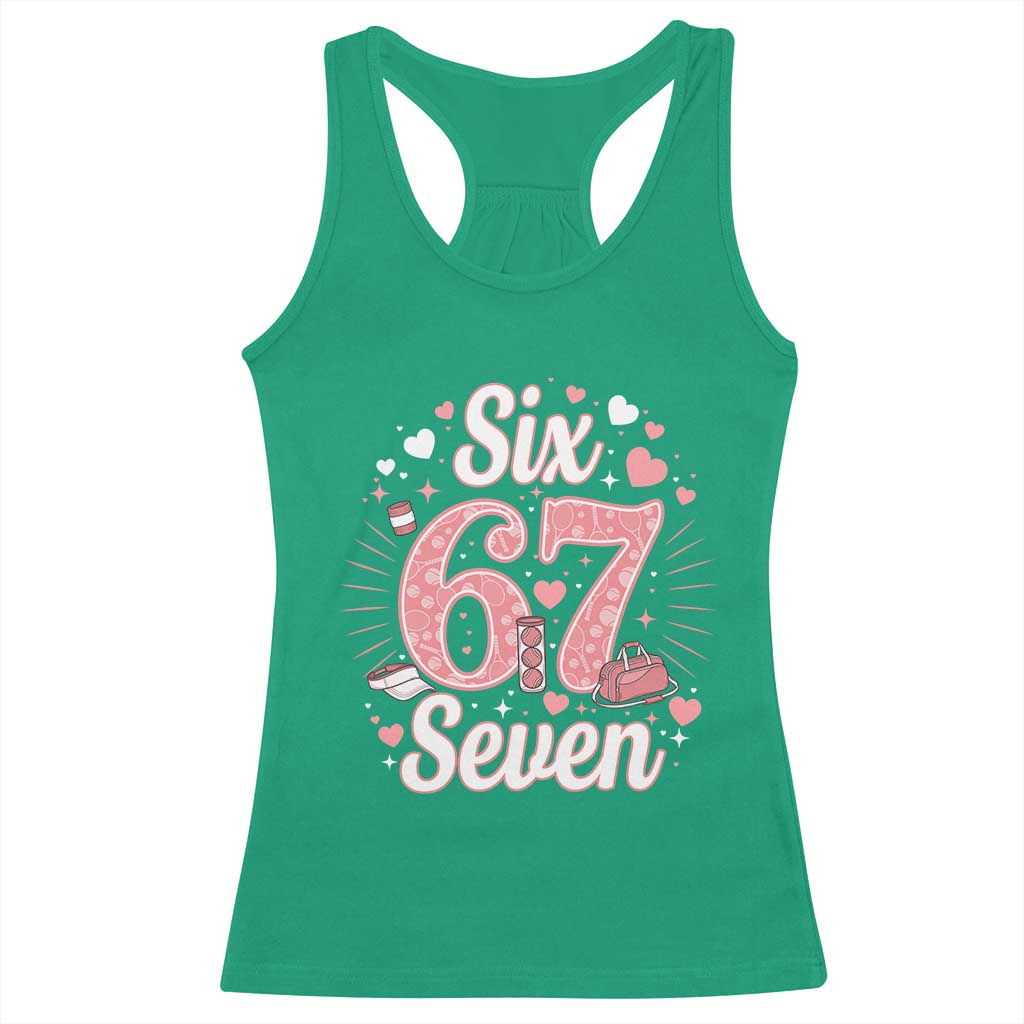 Funny Six Seven Tennis Meme Racerback Tank Top Gen Z Valentine - Wonder Print Shop