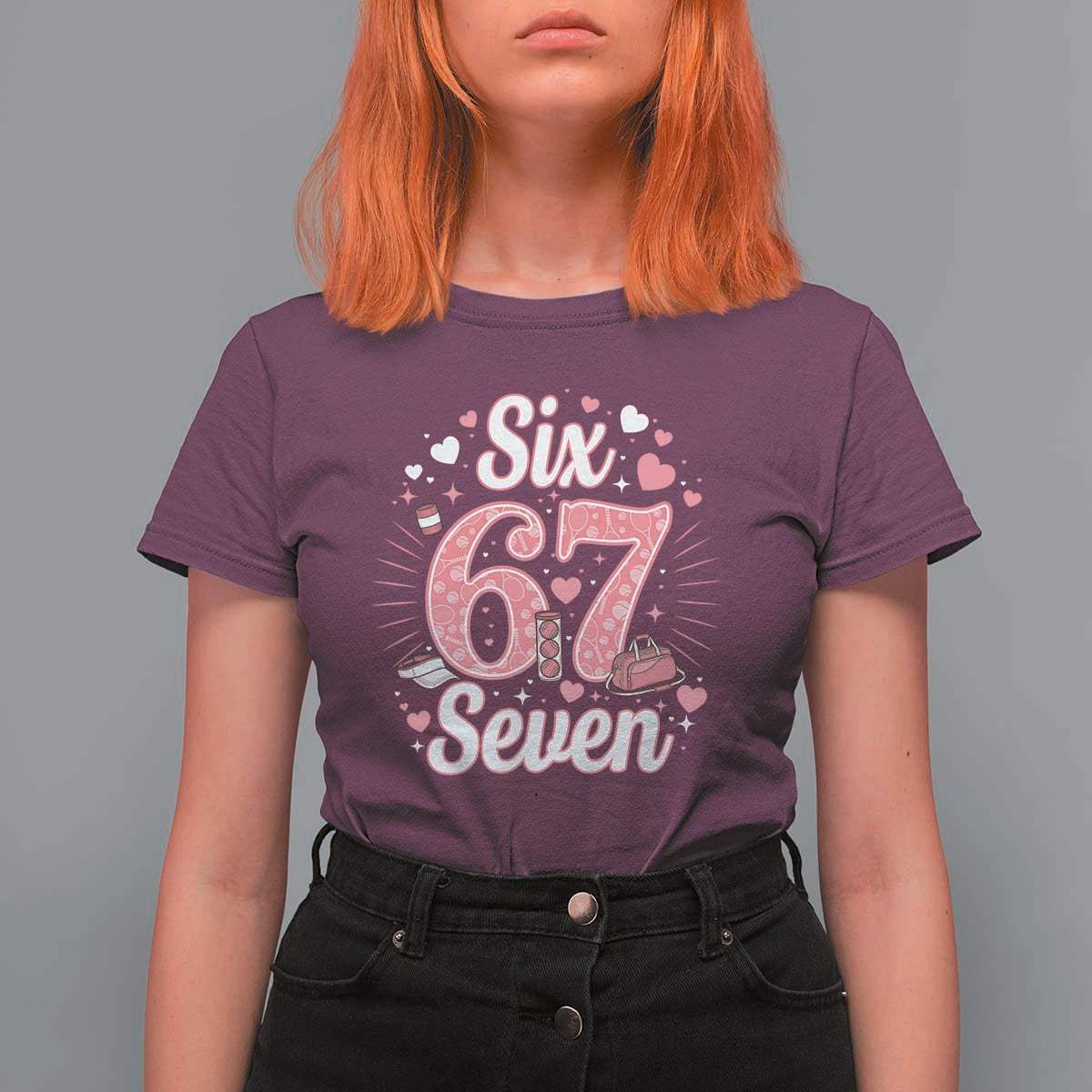 Funny Six Seven Tennis Meme T Shirt For Women Gen Z Valentine - Wonder Print Shop