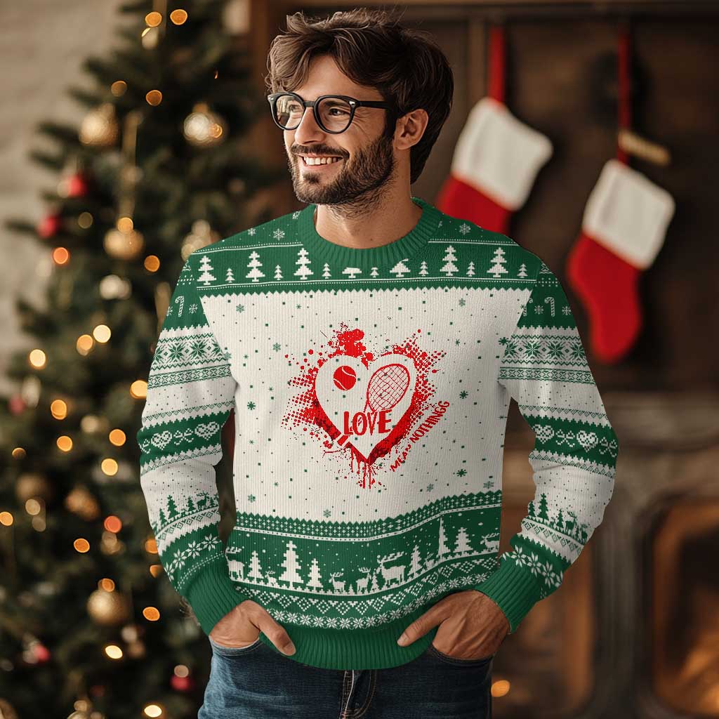 Love Means Nothing To A Tennis Player Ugly Christmas Sweater Valentines Day Gift - Wonder Print Shop