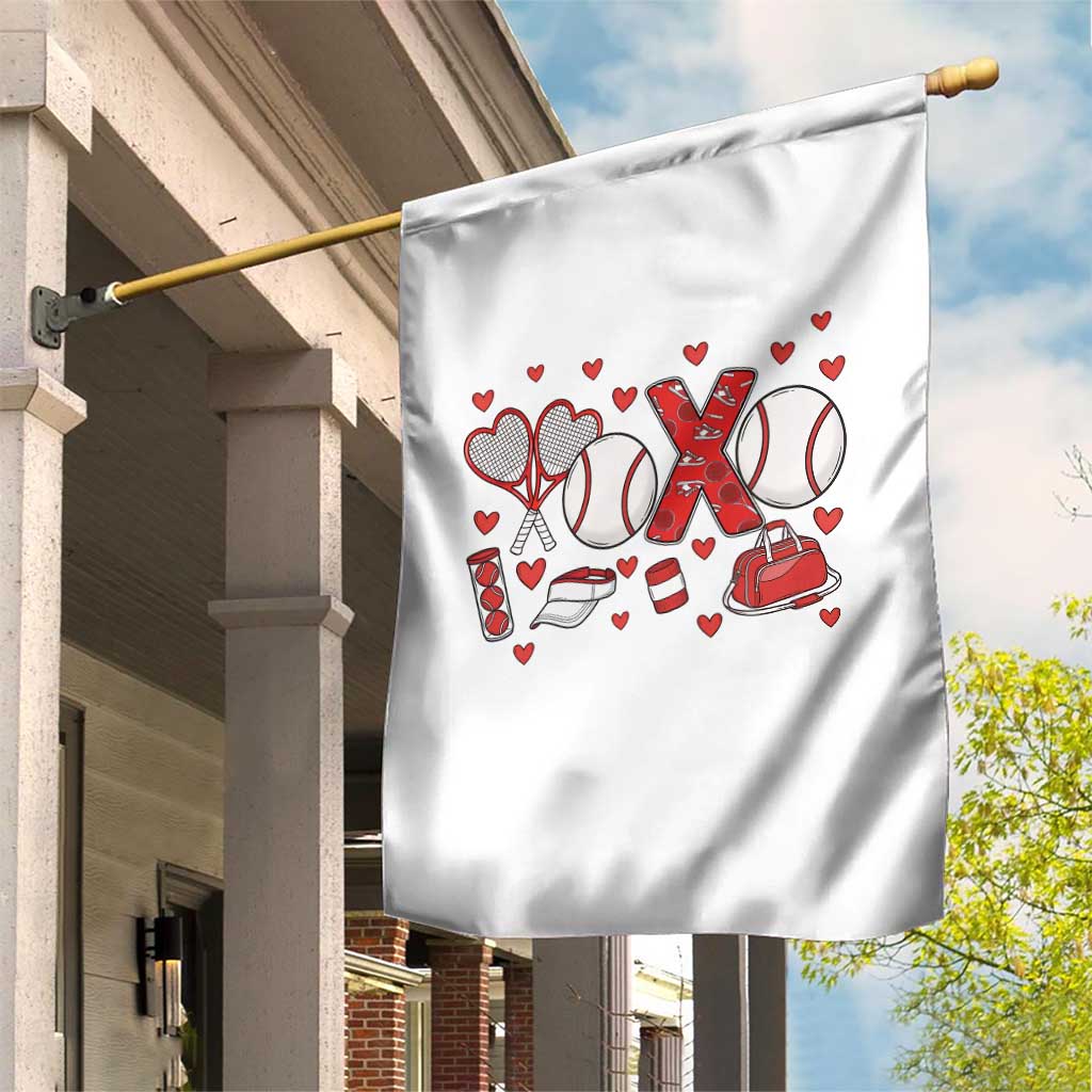 Cute XOXO Tennis Player Garden Flag Valentines Tennis Gift - Wonder Print Shop