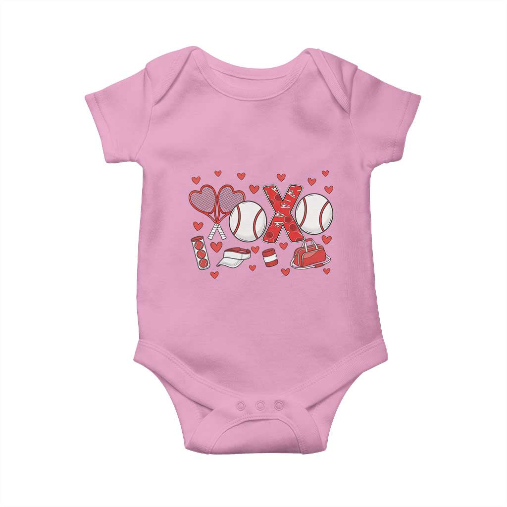 Cute XOXO Tennis Player Baby Onesie Valentines Tennis Gift - Wonder Print Shop