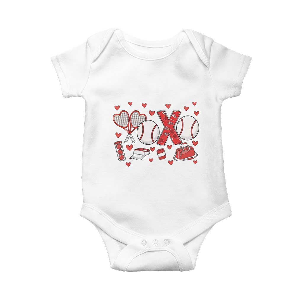 Cute XOXO Tennis Player Baby Onesie Valentines Tennis Gift - Wonder Print Shop